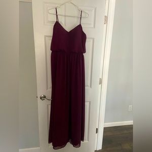 Women’s burgundy long sleeveless dress